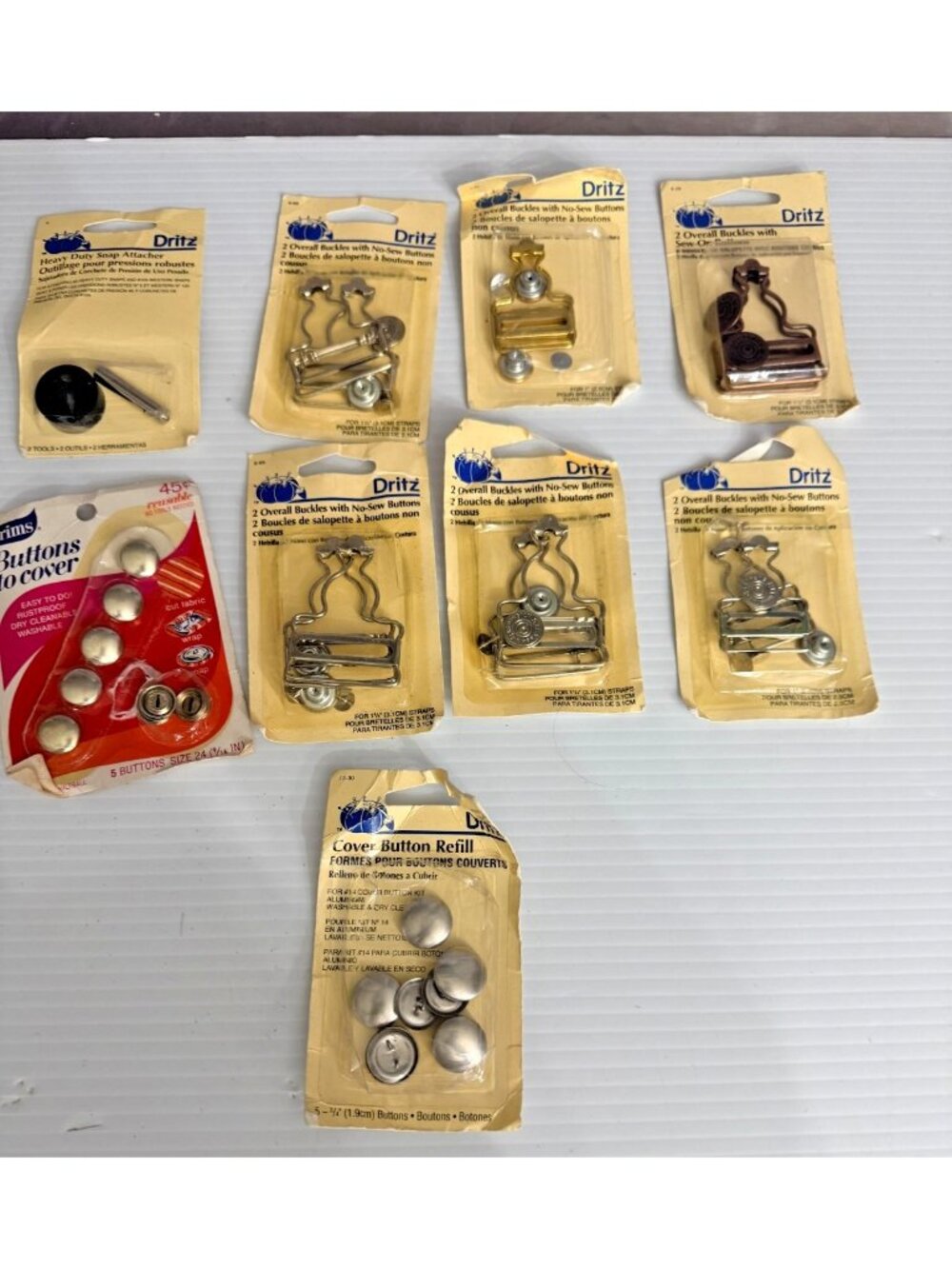 Lot of Dritz Sewing accessories Overall Buckles, Snap attacher, cover button